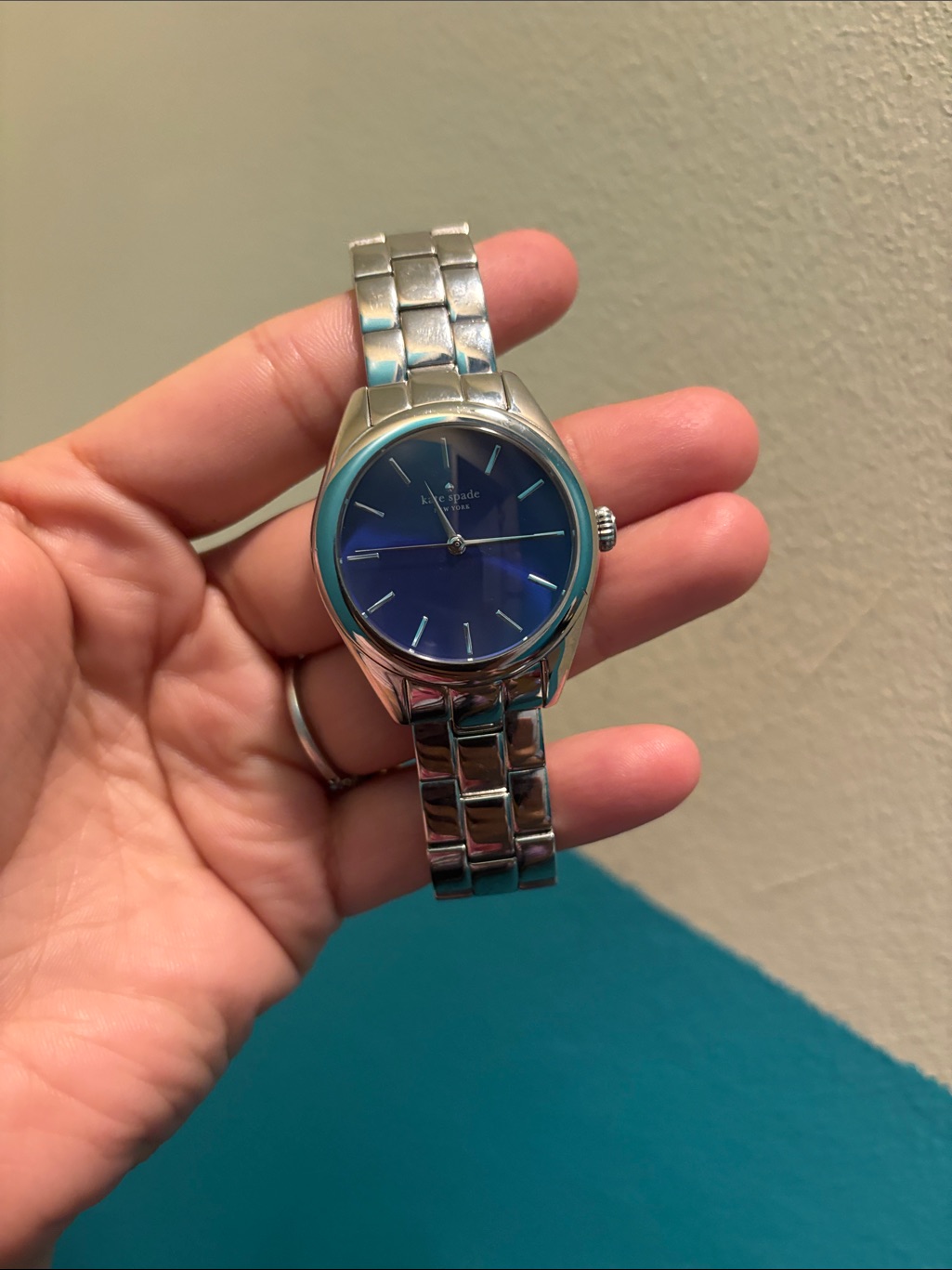 Kate Spade Silver Bracelet Watch With Blue Dial